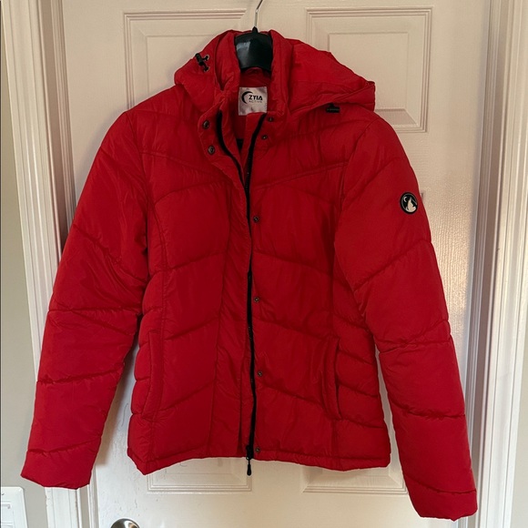 ZYIA Jackets & Blazers - ZYIA Aspen Red Hooded Puffer Jacket **Like New